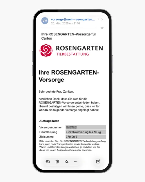 Vorsge Hund einrichten Rosengarten Tierbestattung