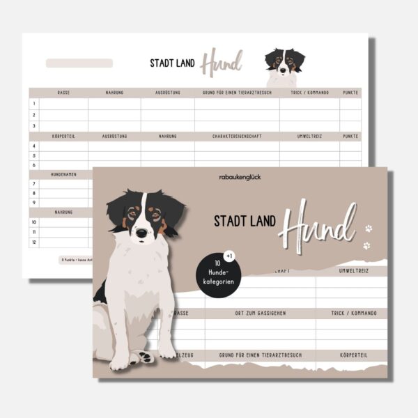 Stadt Land Hund Spielblock - DIN A4