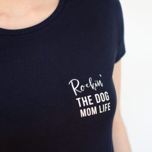 T-Shirt "Rockin the dog mom life" Dunkelblau S [Second Chance]