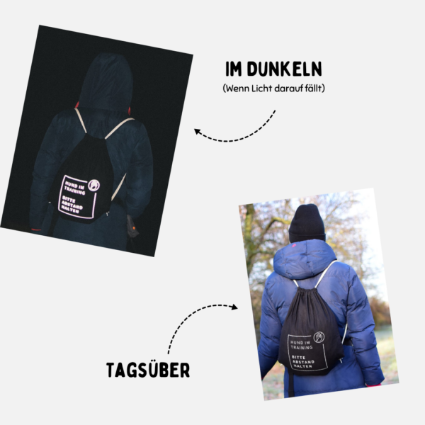 Turnbeutel "Bitte Abstand halten" (reflektierend) – Bild 4